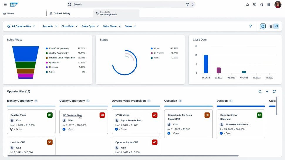 SAP Sales Cloud, Analytics Dashboard